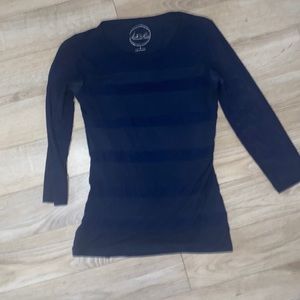 INC navy striped shirt mesh sleeves